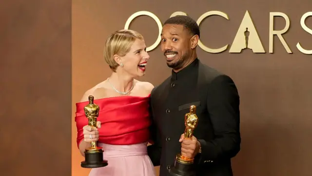 Jessie Buckley and Michael B. Jordan at the Governors Ball