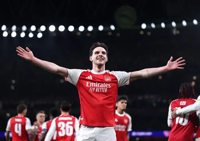 Declan Rice of Arsenal celebrates