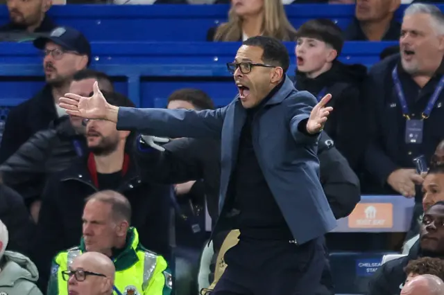 Head Coach Liam Rosenior of Chelsea gestures