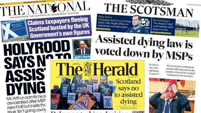The front pages of the National, The Herald and the Scotsman