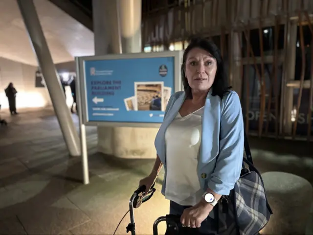 Rhonda Paton looking straight at the camera