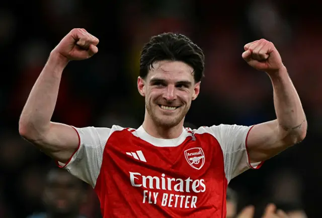 Declan Rice celebrates