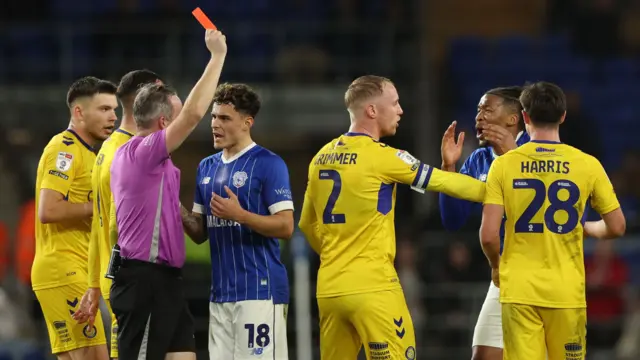 Gabriel Osho is sent off