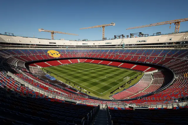 Camp Nou with cranes