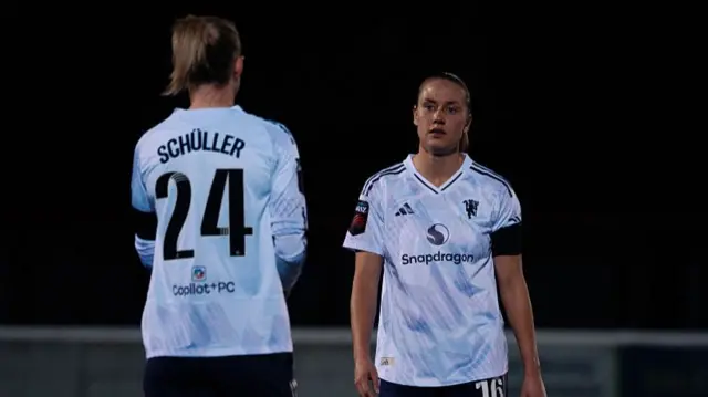 : Lisa Naalsund of Manchester United looks on