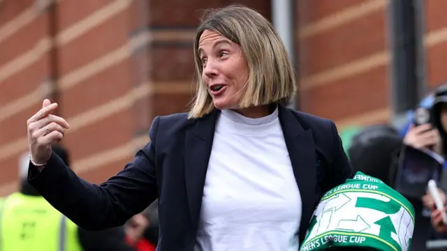 Sonia Bompastor, Manager of Chelsea, arrives at the stadium p
