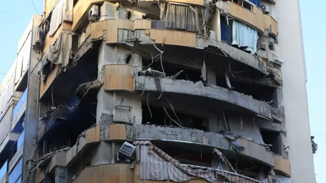 A bombed out building in the Zuqaq al-Blat district in central Beirut