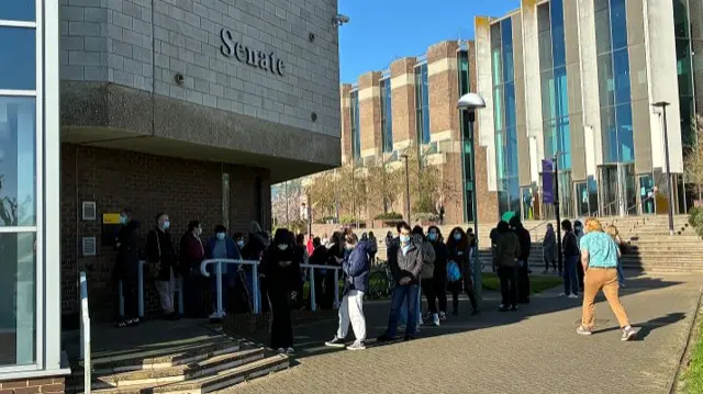 University of Kent students queuing up to get antibiotics
