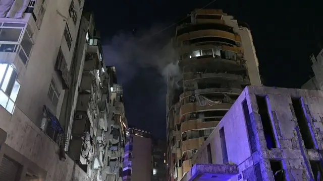 A view of the structural damage following air strikes carried out by the Israeli military in the Balata Street and El Basta areas of central Beirut, Lebanon