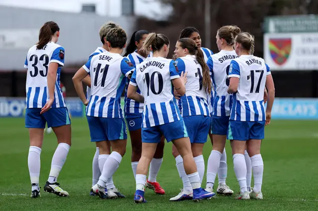 Brighton celebrate a goal in the FA Cup
