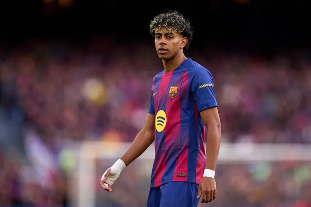 Lamine Yamal playing for Barcelona