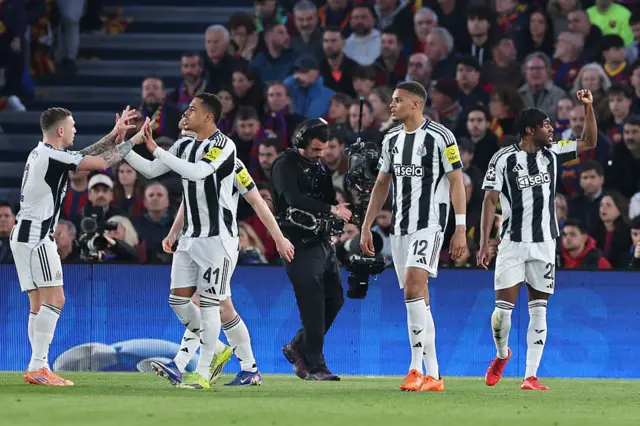 Newcastle players celebrate