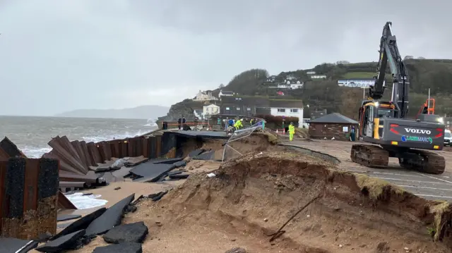 The partially collapsed A379 between Slapton and Torcross