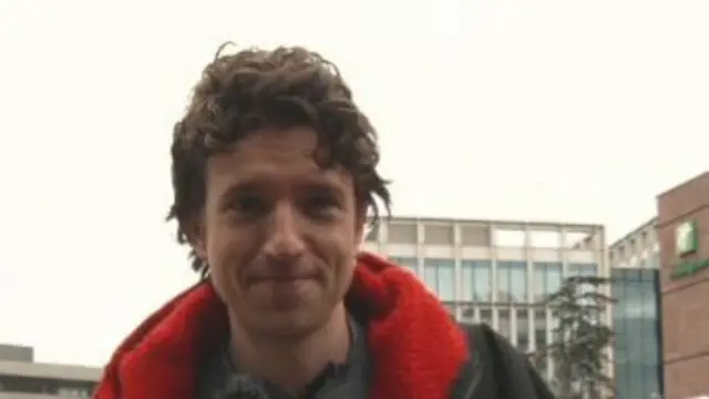 Greg James speaking to BBC News before setting off on Day 7