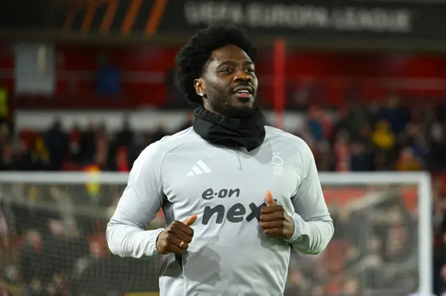 Ola Aina warming up for Forest