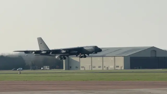B-52s departing RAF Fairford on Thursday