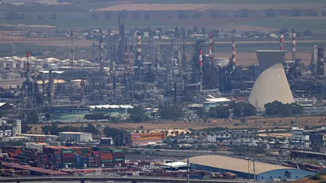 A wide shot of Haifa from a distance