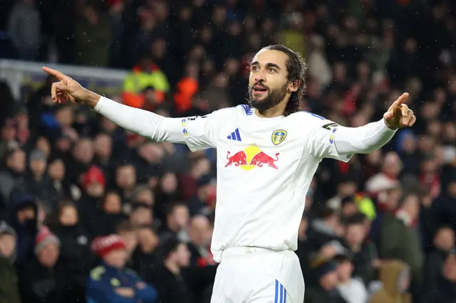 Dominic Calvert-Lewin of Leeds United celebrates scoring his team's third goal during the Premier League match between Leeds United and Nottingham Forest at Elland Road on February 06, 2026 in Leeds.