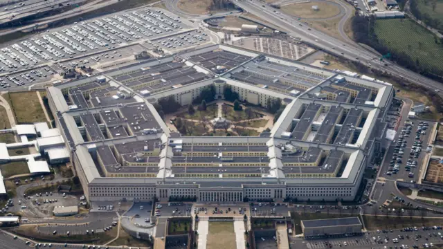 The Pentagon is seen from the air in Washington DC.