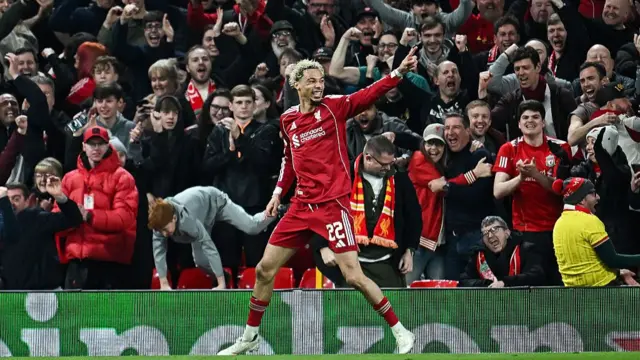 Hugo Ekitike celebrates after scoring for Liverpool