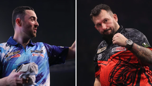 Split picture of Luke Humphries and Jonny Clayton
