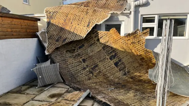 Damaged roof in Guernsey