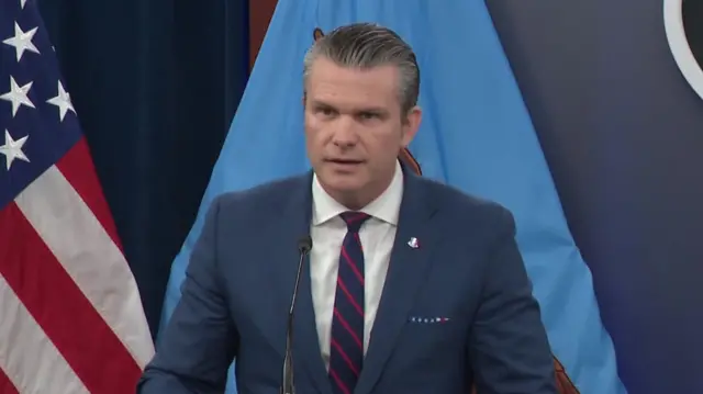Pete Hegseth mid speech