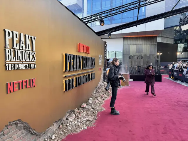 Rubble next to the Peaky Blinders red carpet
