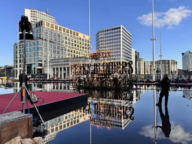 Peaky Blinders flaming logo outside Symphony Hall
