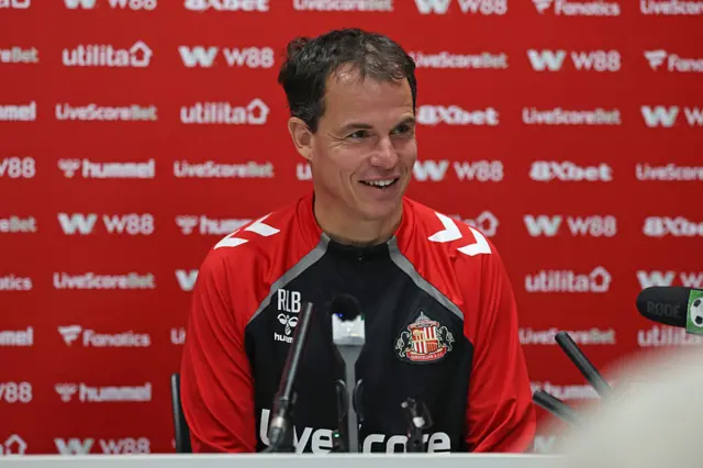 Sunderland head coach Regis Le Bris takes his weekly Press Conference prior to a training session at The Academy of Light on October 16, 2025.