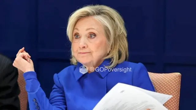 Former U.S. Secretary of State Hillary Clinton testifies behind closed doors to a congressional panel about her ties to the late sex offender Jeffrey Epstein, in a still image from video taken in Chappaqua, New York, U.S. February 26,