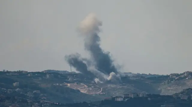 Smoke and dust rise amid explosions in Lebanon, as seen from Israel, after Lebanon's Iran-backed Hezbollah and Israel exchanged fire amid the U.S.-Israel conflict with Iran, March 2, 2026