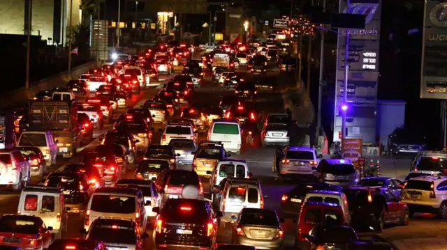 Rear view of a logjam on in Sidon Lebanon
