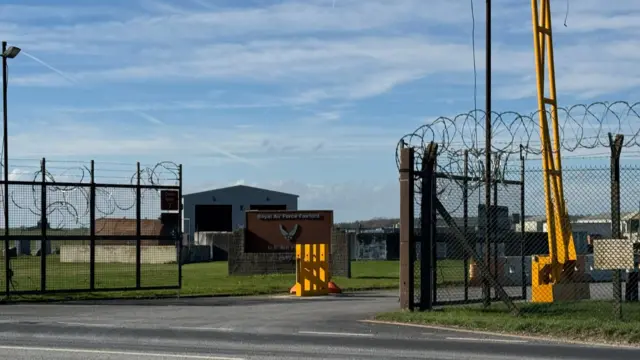 Outside the gate of RAF Fairford