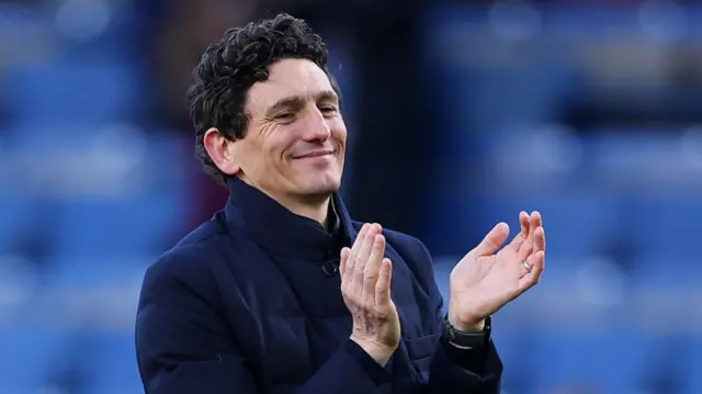 Keith Andrews, Manager of Brentford, applauds the crowd following the Premier League match between Burnley and Brentford at Turf Moor on February 28, 2026.