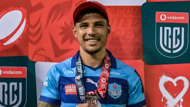 Embrose Papier with his player of the match medal