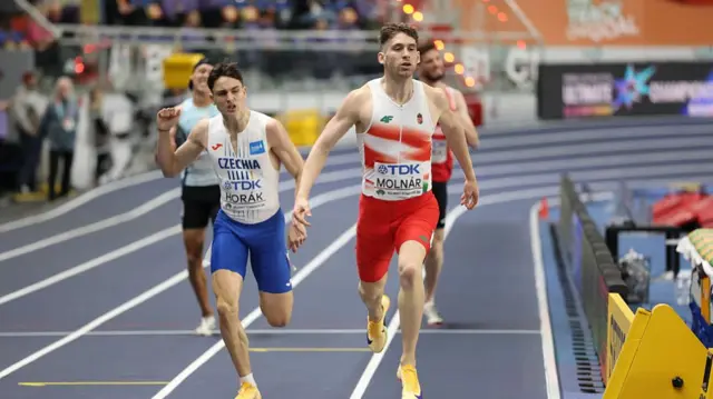 Attila Molnar crosses the line