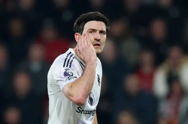 Manchester United's Harry Maguire reacts
