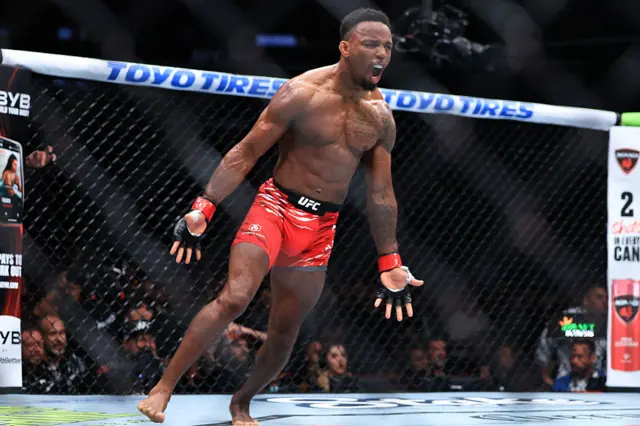Lerone Murphy celebrating win at UFC