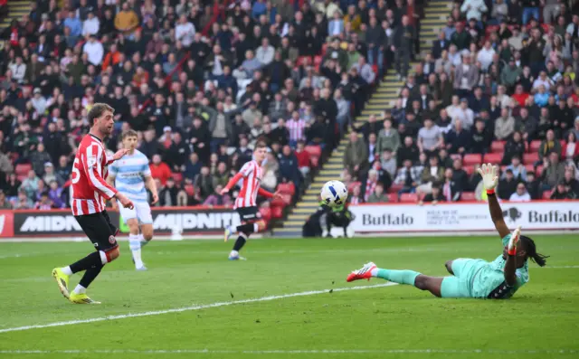 Patrick Bamford of Sheffield United missing a chance on goal