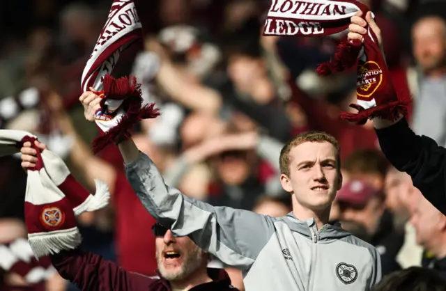 Hearts fans at Tynecastle