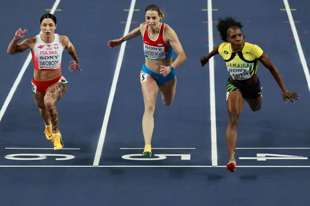 Jonielle Smith competes in the women's 60m semi-final heat 3