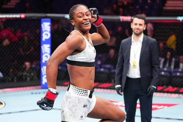Shanelle Dyer dances in the UFC octagon