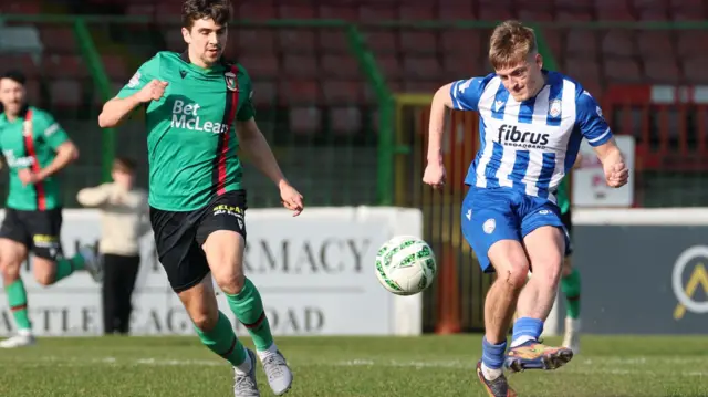 Action from Glentoran v Coleraine