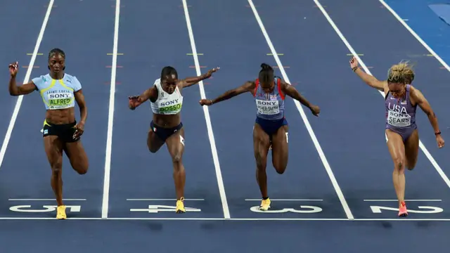 Italy's Zaynab Dosso crosses the line