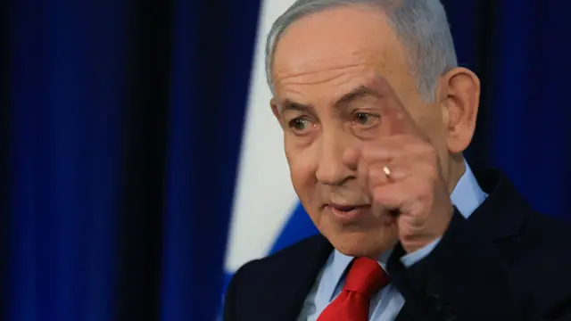 Israeli Prime Minister Benjamin Netanyahu speaks during a press conference