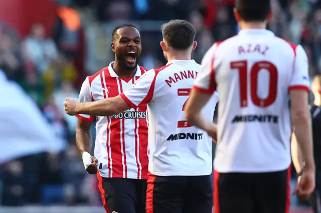 Cyle Larin of Southampton celebrates after scoring