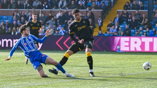 Joe Hugill scores for Kilmarnock against Livingston
