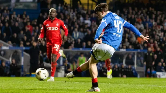 Mikey Moore scores for Rangers against Aberdeen