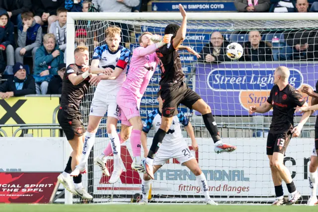 Miguel Freckleton crashes in the Falkirk equaliser